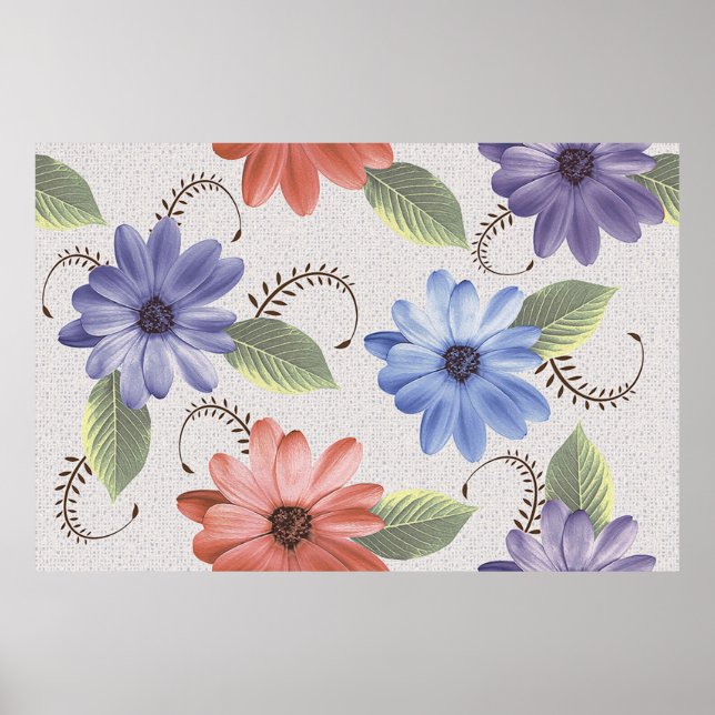 abstract home decorative flower oil paint wall til poster (Front)