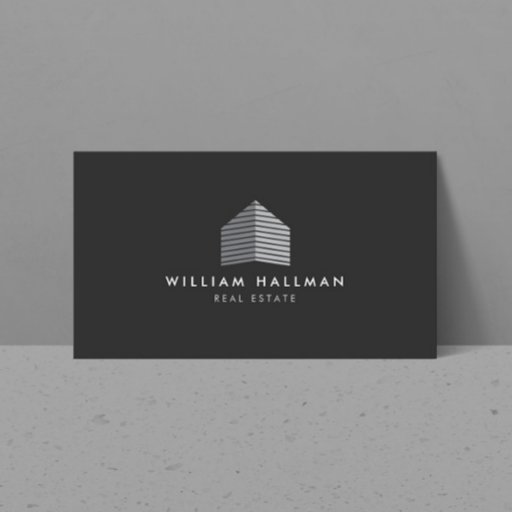 Customizable Abstract Home Logo Gray/Dark Gray Business Card