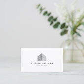 Abstract Home Logo Gray/White Business Card (Standing Front)