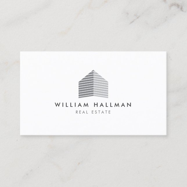 Abstract Home Logo Gray/White Business Card (Front)