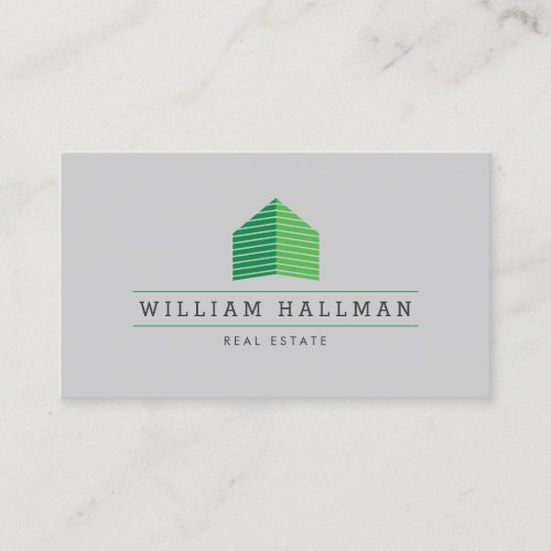 Abstract Home Logo GreenGray Business Card