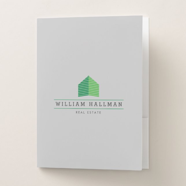 Abstract Home Logo Green/Gray Pocket Folder (Front)
