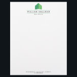 Abstract Home Logo Green/White Letterhead<br><div class="desc">Coordinates with the Abstract Home Logo Green/White Business Card Template by 1201AM. This personalized letterhead features an elegant,  yet simple modern home logo to help brand your real estate business or personal brand. Perfect for realtors,  builders,  contractors and more. 

Original art and design © 1201AM Design Studio | www.1201am.com</div>