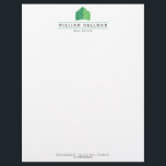 Abstract Home Logo Green/White Letterhead<br><div class="desc">Coordinates with the Abstract Home Logo Green/White Business Card Template by 1201AM. This personalized letterhead features an elegant,  yet simple modern home logo to help brand your real estate business or personal brand. Perfect for realtors,  builders,  contractors and more. 

Original art and design © 1201AM Design Studio | www.1201am.com</div>