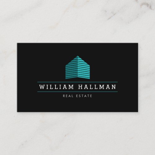 Abstract Home Logo TealBlack Business Card