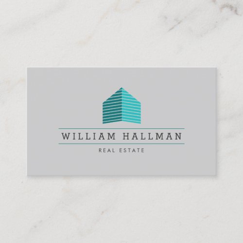 Abstract Home Logo TealGray Business Card