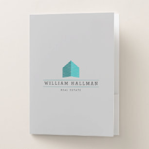 Abstract Home Logo Teal/Gray Pocket Folder
