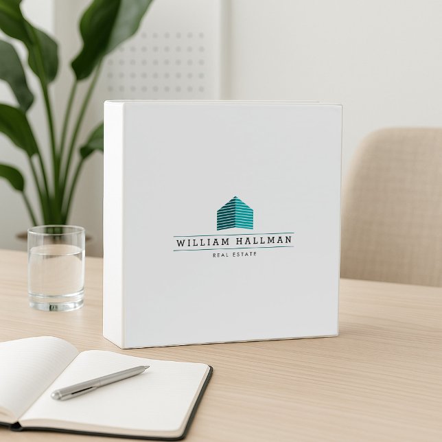 Abstract Home Logo Teal/White 3 Ring Binder (Creator Uploaded)