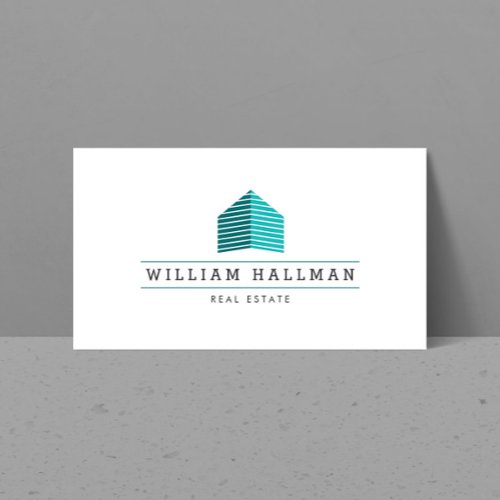 Abstract Home Logo TealWhite Business Card