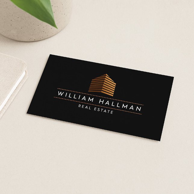 Abstract Home Logo Terracotta/Black Business Card (Creator Uploaded)