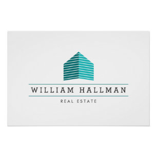 Abstract Home Teal/White Logo Download Poster