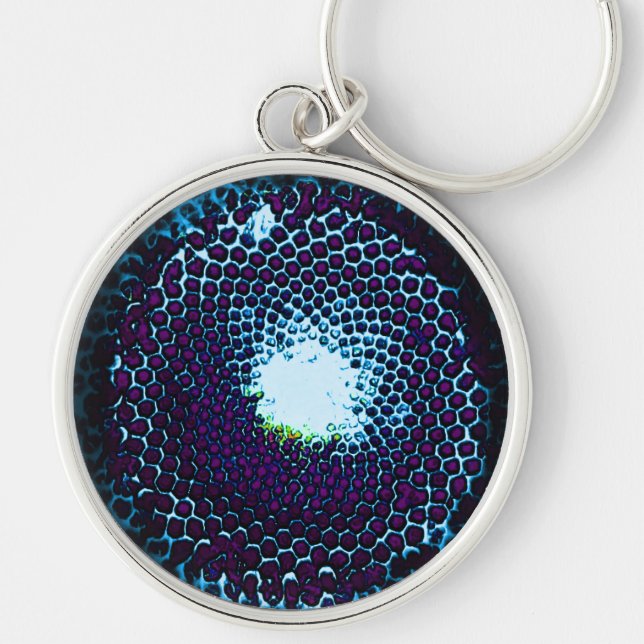 Abstract Honeycomb Design blue and purple Keychain (Front)