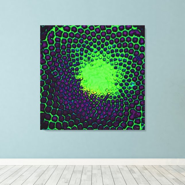 Abstract Honeycomb Design green and purple Canvas Print (Insitu(Wood Floor))