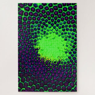 Abstract Honeycomb Design green and purple Jigsaw Puzzle