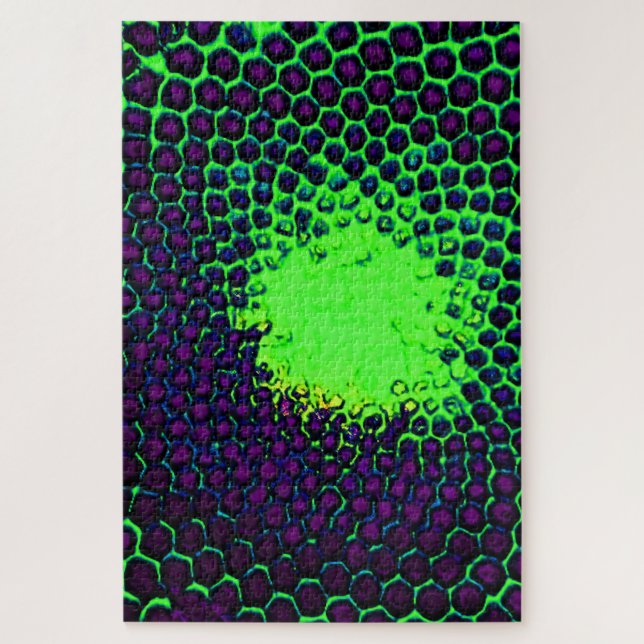 Abstract Honeycomb Design green and purple Jigsaw Puzzle (Vertical)