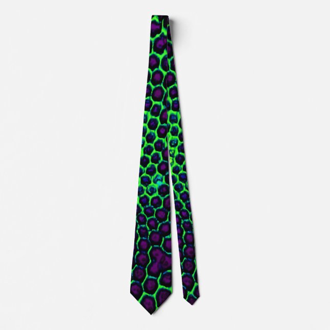 Abstract Honeycomb Design green and purple Neck Tie (Front)