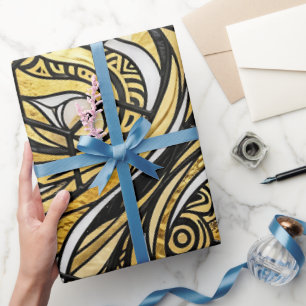 Abstract Honeycomb Gold Hexagon Wrapping Paper