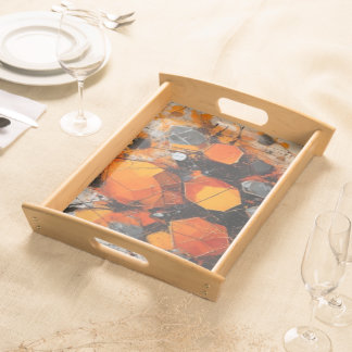 Abstract Honeycomb Mosaic Wooden Serving Tray