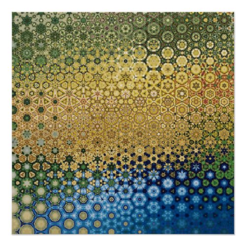 Abstract  honeycomb yellow and blue pattern art poster