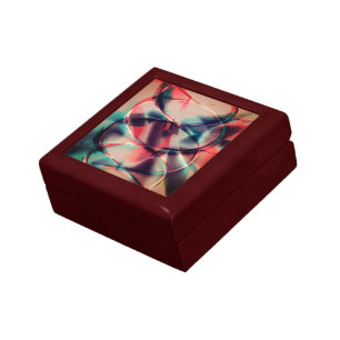 Abstract hoops over yummy red and blue background  gift box