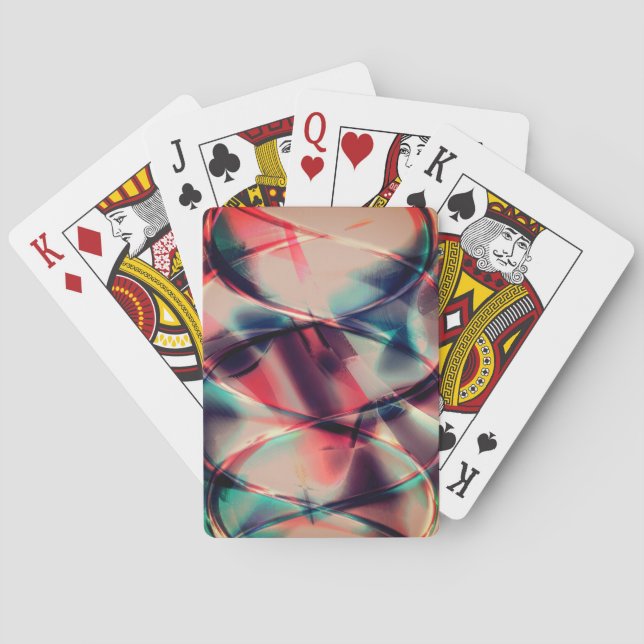 Abstract hoops over yummy red and blue background  poker cards (Back)