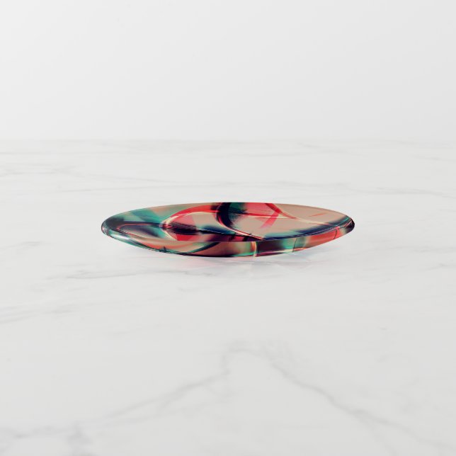 Abstract hoops over yummy red and blue background  trinket tray (Angled)