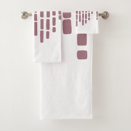 Abstract horizon dusty pink and white bath towel set