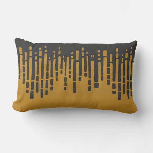 Abstract horizon ochre and dark grey lumbar pillow