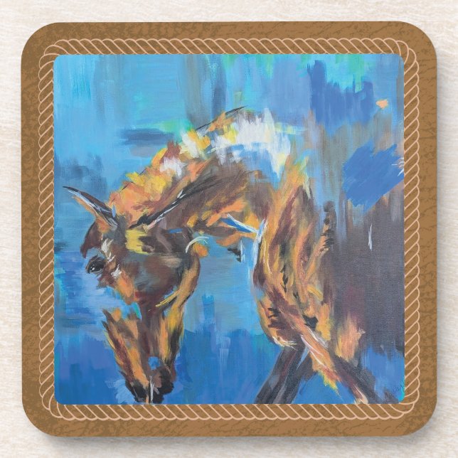 Abstract Horse Art Beverage Coaster (Front)