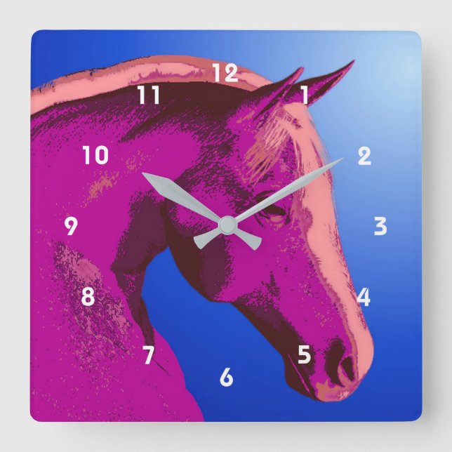 Abstract Horse Head Animal Art Square Wall Clock (Front)