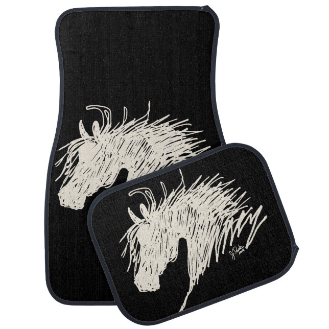 Abstract Horse Head art Car Mat (Set)
