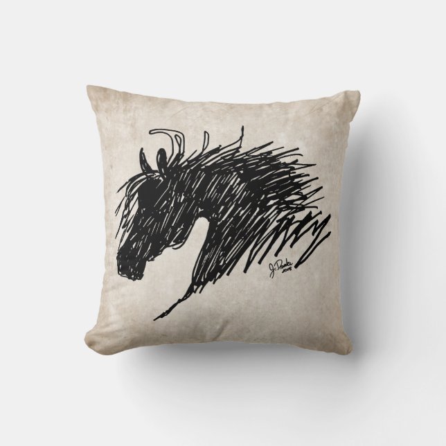Abstract Horse Head art Throw Pillow (Front)