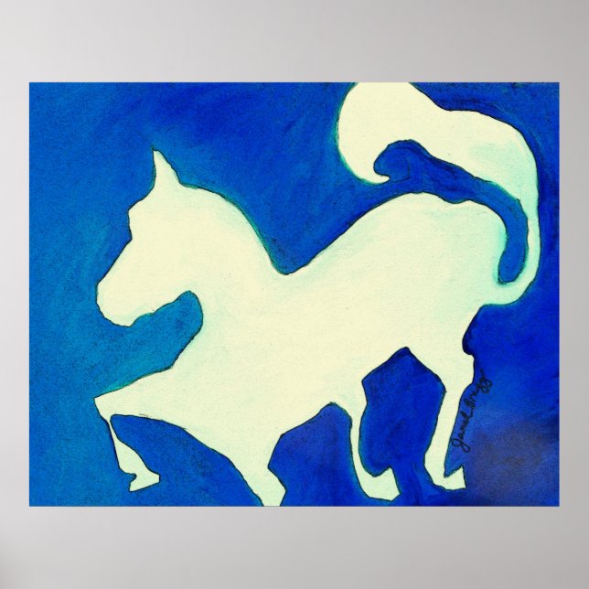 Abstract Horse in Blue and White Poster (Front)