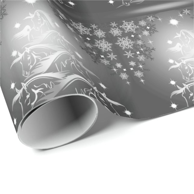 Abstract HORSE Lover Charcoal Christmas Trees Wrapping Paper (Roll Corner)