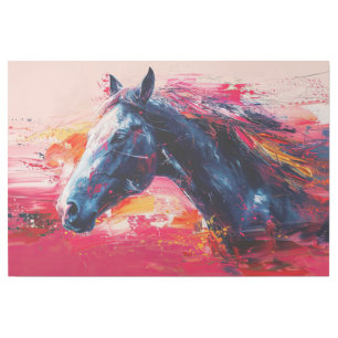 Abstract horse mural on vibrant brick canvas. Gene Gallery Wrap