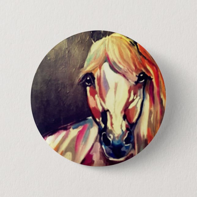 Abstract Horse Painting Button (Front)