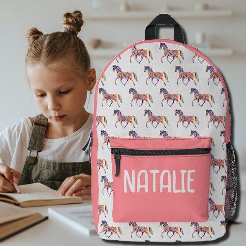 Abstract horse pattern  _ your name printed backpack