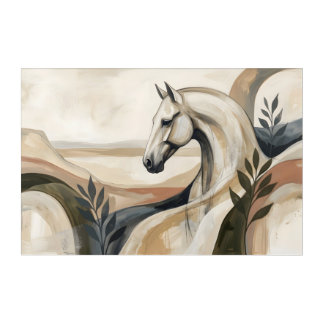 Abstract Horse Wall Art Neutral Beige Print