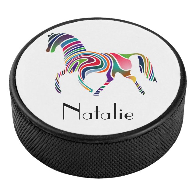 Abstract Horse Wave Design – Personalized Hockey Puck (3/4)