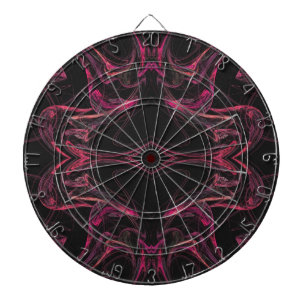 Abstract Hot Pink and Black Fractal Dart Board