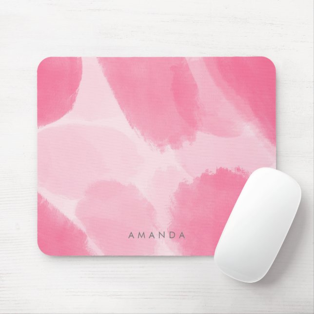 Abstract Hot Pink Brush Watercolor Personalize Mouse Pad (With Mouse)