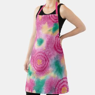 Abstract Hot Pink Circles and Pastels Aprons