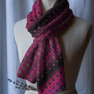 Abstract Hot Pink Pattern Chiffon Scarf