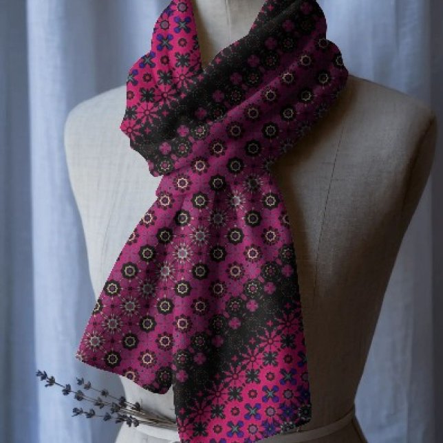Abstract Hot Pink Pattern Chiffon Scarf (Creator Uploaded)