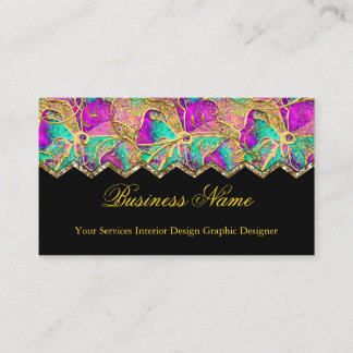 Abstract Hot Pink Purple Teal Gold Black Business Card