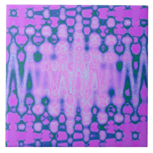 Abstract Hot Pink Wavy Tie Dye Clouds Ceramic Tile