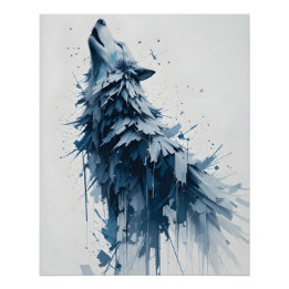 Abstract Howling Wolf Poster