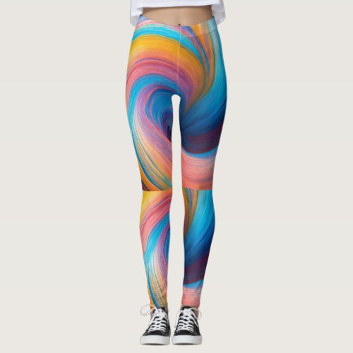 Abstract Hues Vibrant Color Leggings for Stylish 