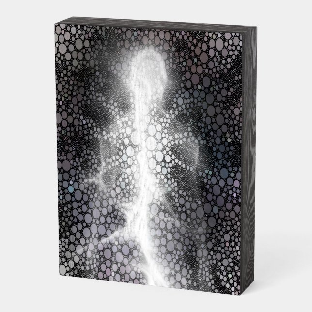Abstract human energy wooden box sign (Angled Vertical)