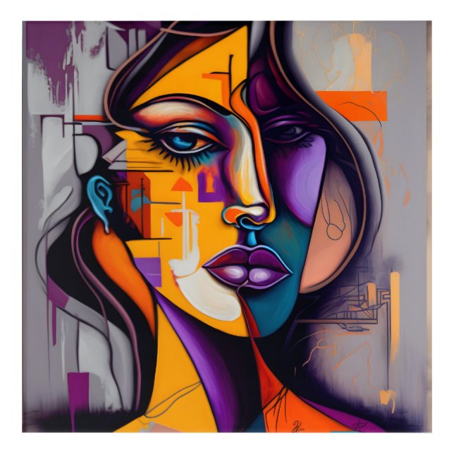 Abstract human oil painting acrylic print (Front)